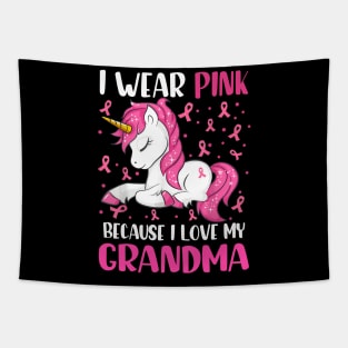 Unicorn Pink Ribbon Men I Wear Pink Because I Love My Grandma Breast Cancer Tapestry