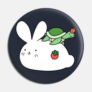 Strawberry Bunny and Tiny Turtle Pin