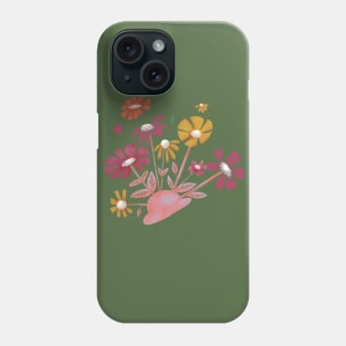 Pink Bowler Hat & Flower Blooms Phone Case