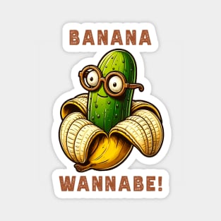 Hilarious Veggie Swap Tee: Cucumber in Banana Costume Magnet