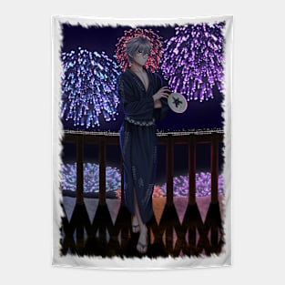 Kaworu Nagisa in Kimono Background Jagged Tapestry