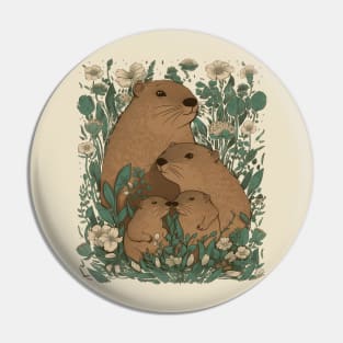 Floral Capybara Family Pin