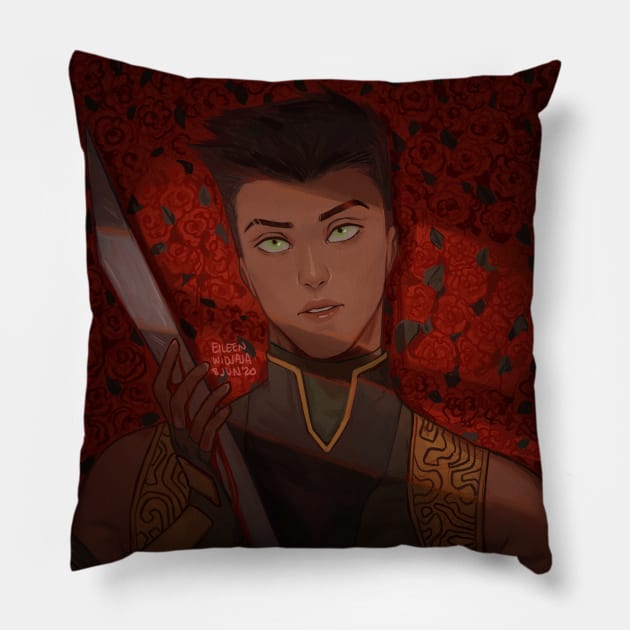 League of Assassins Damian Wayne Pillow by Eileen Widjaja