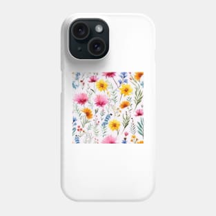 Watercolor Assorted Wildflowers Pattern 4 Phone Case