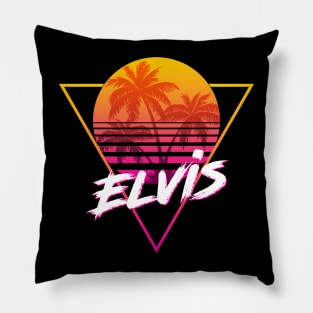 Elvis - Proud Name Retro 80s Sunset Aesthetic Design Pillow