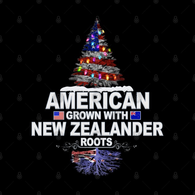 Christmas Tree  American Grown With New Zealander Roots - Gift for New Zealander From New Zealand by Country Flags