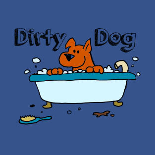 Dirty Dog Bubble Bath Staffy Cartoon T-Shirt