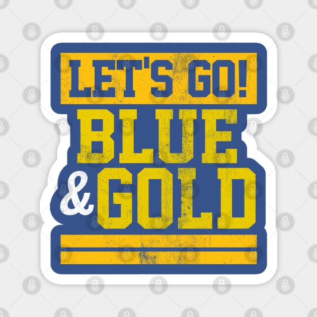 Let's Go Blue & Gold Team Favorite Colors Vintage Game Day Magnet by DetourShirts