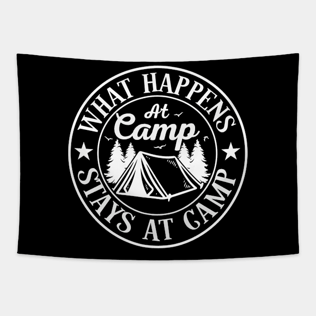 What Happens At Camp Stays At Camp Tapestry by KayBee Gift Shop