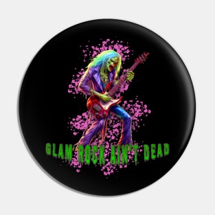 Undead Rockstar: A Glamorous Zombie Playing Guitar Pin