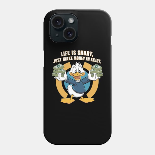 A vectordesign trending concept for A cartoon happy character duck, holding bundles of money in both his hands. (3) Phone Case by YolandaRoberts