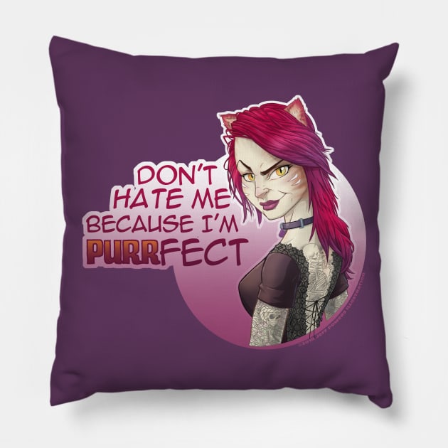Alt-Fashion Cat Girl (purrfect vs.) Pillow by jpowersart