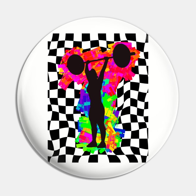 Female Weightlifter on Checkered Background Pin by missdebi27