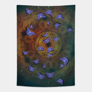 Purple butterflies on mystical mandala Tapestry