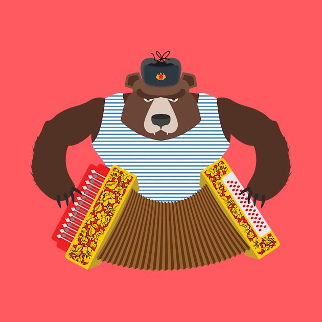 Russian Brown Bear with Accordion by XOZ