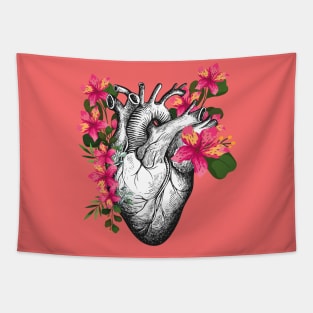 Floral anatomical heart Tapestry