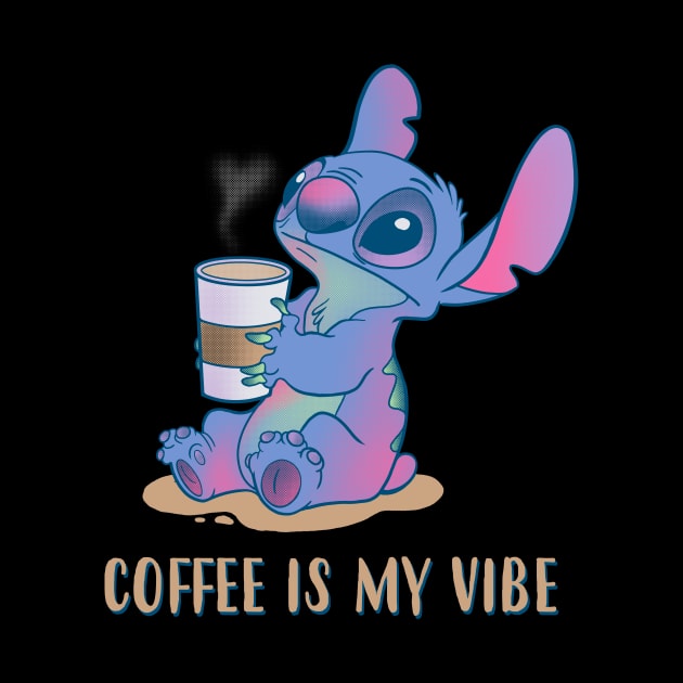 Alien Is My Vibe by Leepianti Funny Cute Pastel Color Alien Drinking Cofee by leepianti