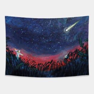 Make a Wish on a Shooting Star Illustration Tapestry