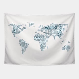 World Map Travel Text Word Cloud Tapestry