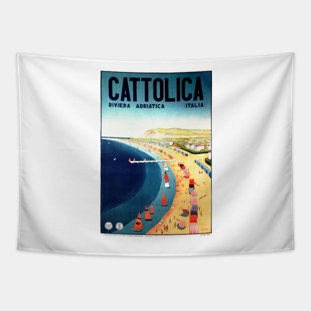 CATTOLICA BEACH ITALY Advertisement Vintage Italian Holiday Tapestry by vintageposters
