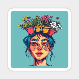 Woman with flowers Magnet