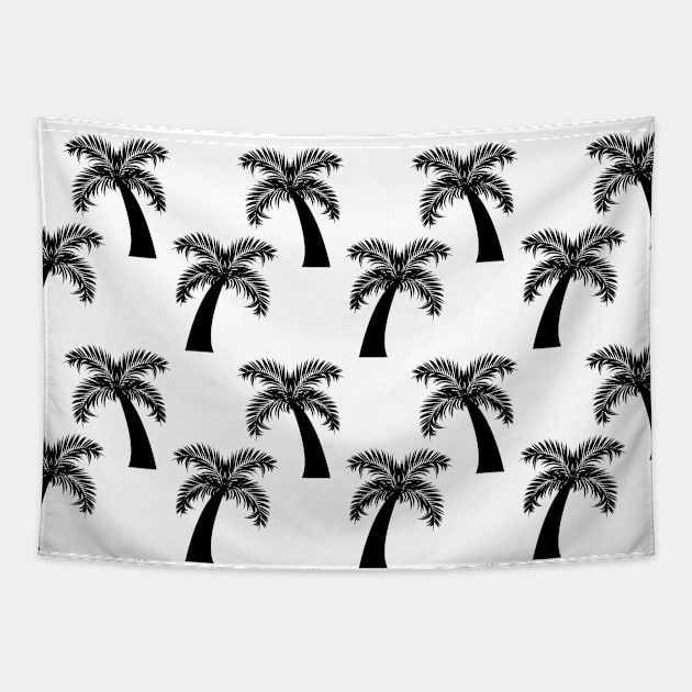 Black and white palm tree pattern Tapestry by Spinkly