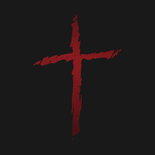 Old rugged distressed christian cross with red gradient tones T-Shirt