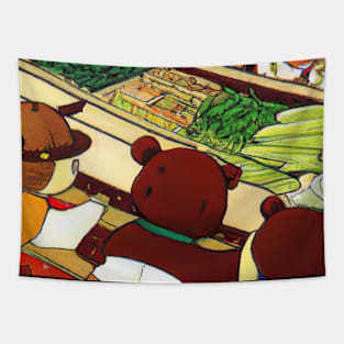 Japanese Teddy Bears Shopping Tapestry