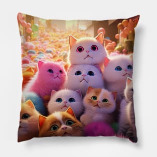 Cat Avenue A Whimsical Cute Feline Wonderland Pillow