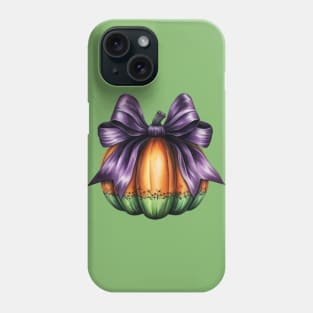 Fall Pumpkin with Big Purple Bow Phone Case