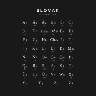 Slovak Alphabet Language Learning Chart, Black T-Shirt