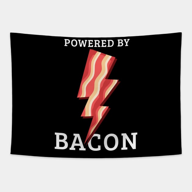 Powered by Bacon T Shirt Funny Food Love Apparel Sarcastic Saying Gift Tapestry by Essinet