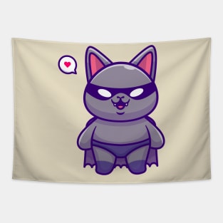 Cute Bat Super Hero Cartoon Tapestry