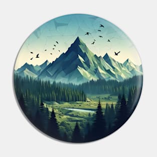 Low Poly Forest and Mountain Pin