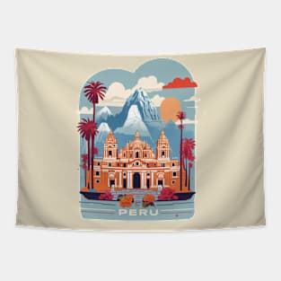 Vintage Travel Peru Design Tapestry