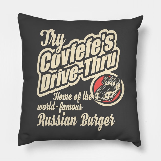 Covfefe's Drive Thru Pillow by focodesigns