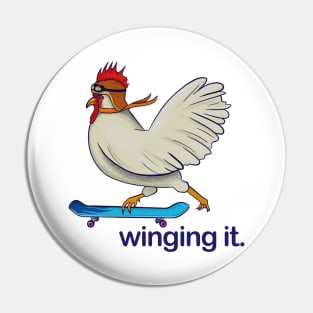 Winging It Chicken on a Skateboard Pin