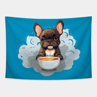 French Bulldog Drinking Coffee Tapestry