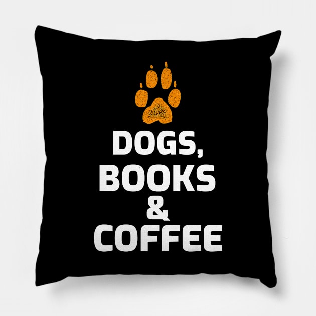 Dogs,Books & Coffee Pillow by Boga