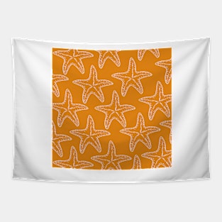 starfish aloha hawaii pattern orange and white Tapestry