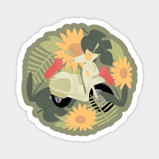 my scooter behind the flowers Magnet