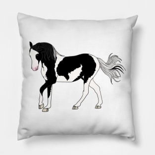 Black Tobiano Horse Pillow