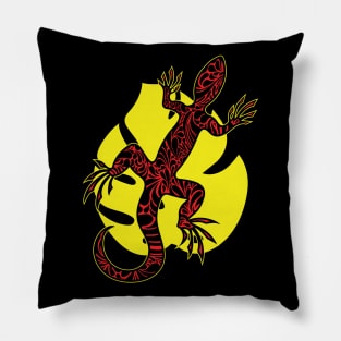 Red Doodle Pattern Lizard Pillow