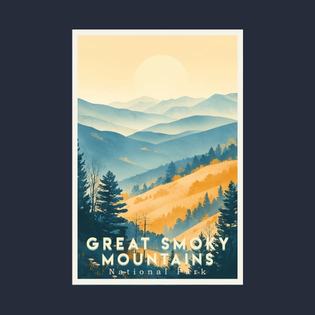 Great Smoky Mountains national park travel poster by GreenMary Design