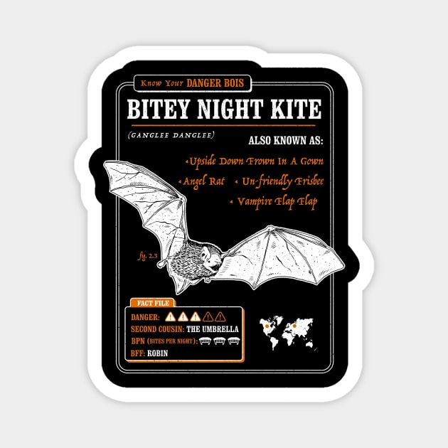 Funny Bat Fact File - Bitey Night Kite Magnet by dumbshirts