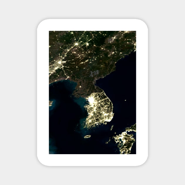 Korea at night, satellite image (C004/4096) Magnet by SciencePhoto