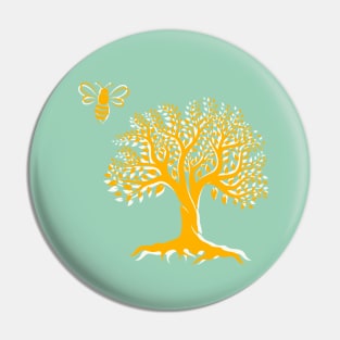 Tree of Life and Bee - Nature Lovers Design Pin