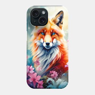 Red Fox with Flowers and Forests Phone Case