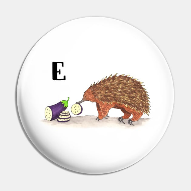 E is for Echidna Pin by thewatercolorwood