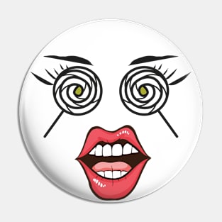 Portrait Of A Girl With Lollipop Eyes Pin